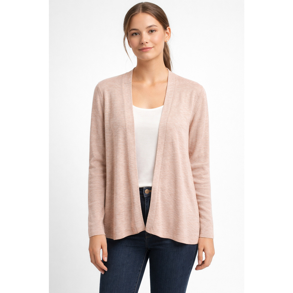 J Jill Pink Marled Cardigan Pet Med Open Front Lightweight Cotton Linen Blend